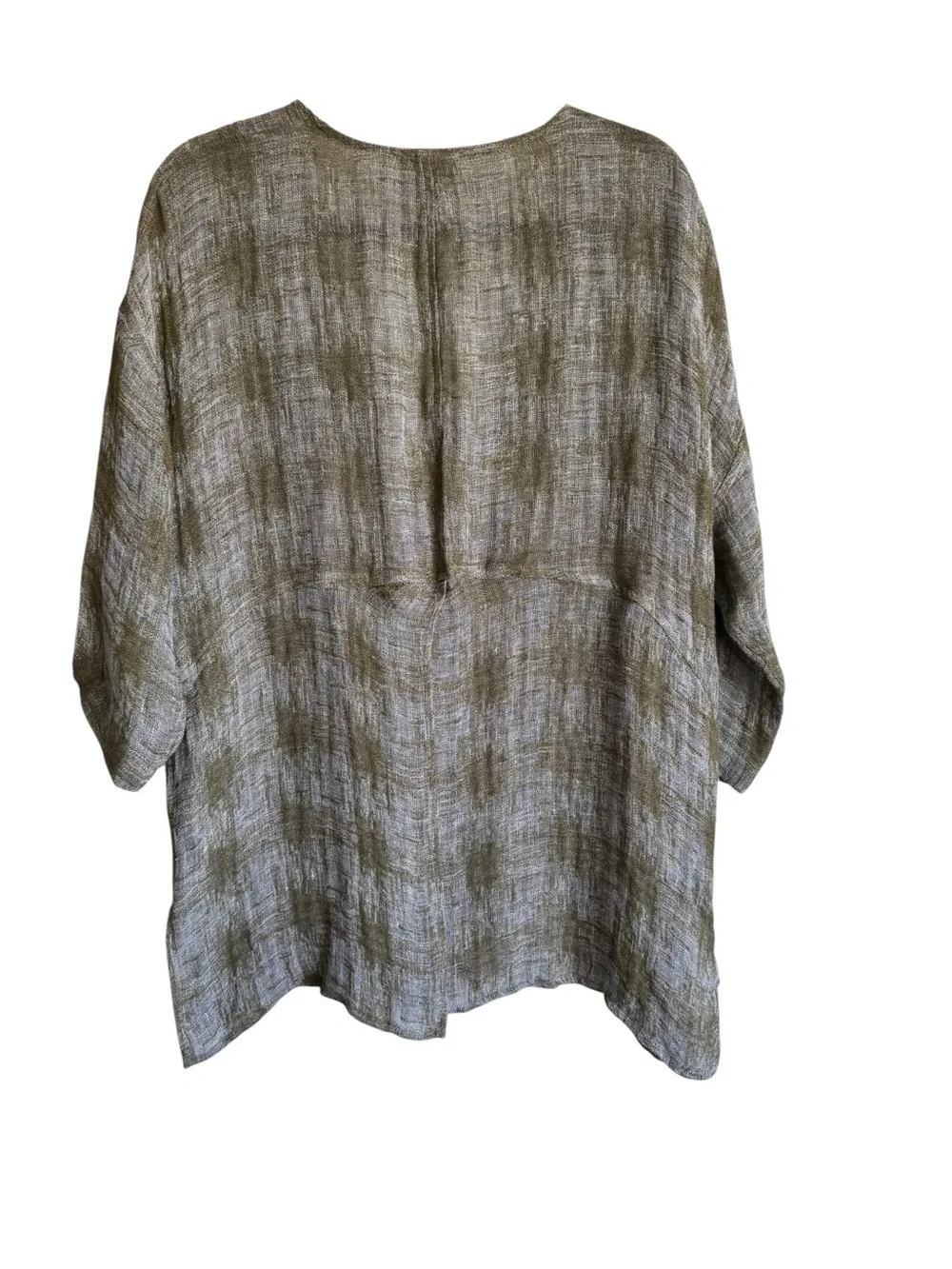Chalet Et Ceci Gray Checked Light Jacket Lagenlook Linen Cover Up Size Small - Picture 2 of 12